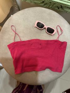 Pink Ribbed Camisole Top