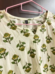 Light Yellow Floral Print Kurta