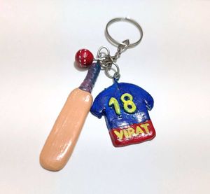 Cricket Bat & Virat Jersey Keychain