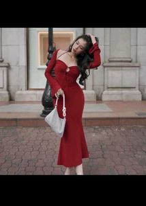 Elegant Red Bodycon Maxi Dress