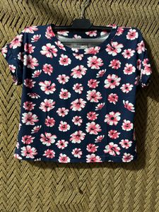 Navy Floral Crop Top