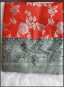 Vibrant Red Floral Saree