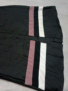 Elegant Black Abaya with Striped Sleeves