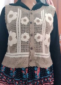 Handmade Crochet Floral Vest