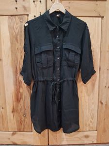 Chic Black Button-Down Shirt Dress