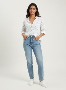 Only White Heart Print Button-Up Shirt