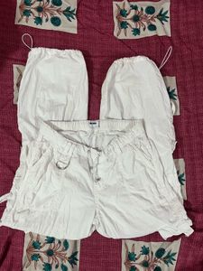Y2k White Parachute Cargos