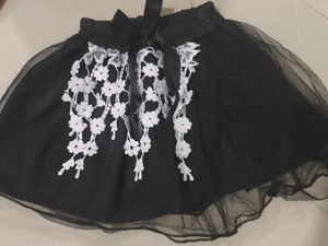 Black Tulle Skirt with White Lace