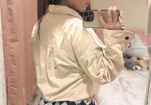 Cream Cropped Utility Jacket