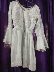 Elegant Embroidered Kurta with Bell Sleeves