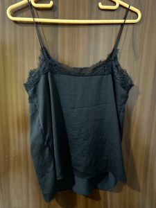 Black Lace Trim Camisole Top