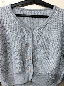 Grey Knit Cardigan for Women