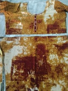Brown Floral Print Kurta