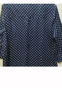 Anasazi Navy Blue White Polka Dot Tunic Top Shirt