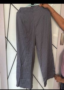Striped High Waist Palazzo Pants with Belt