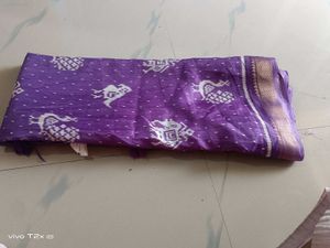Beautiful Purple Saree with Peacock Print