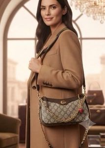 Gucci Monogram Shoulder Bag with Strawberry Charm