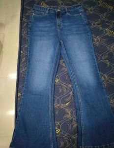Flared Blue Denim Jeans