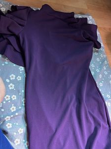 Elegant Purple Ruffle Sleeve Dress