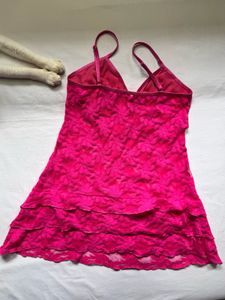 Vibrant Pink Lace Nightie &amp; Thong Set