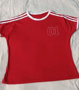 Red "01" Graphic Tee