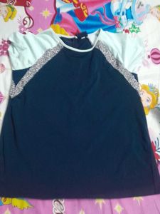 Blue & White Short Sleeve Top