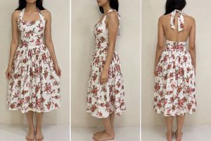 Vintage Floral Halter Neck Midi Dress