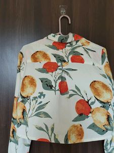 Cute Fruit Print Cropped Shirt