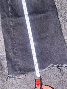 Washed Black Distressed Flare Jeans