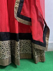 Elegant Red &amp; Black Ethnic Gown