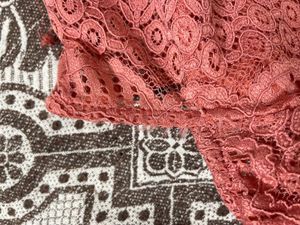 Coral Lace Cold Shoulder Top