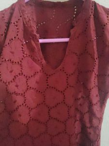 Maroon Chikankari Kurti