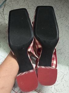 Red Gingham Casual heels