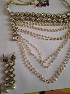 Elegant Kundan Pearl Necklace Set