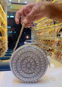 Sparkling Round Clutch with Chain