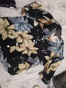 Floral Print Button-Up Top for women in xl