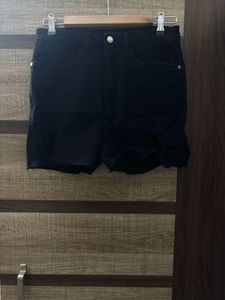 Black Denim Ripped Shorts