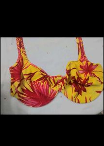 Yellow Floral Bikini Top