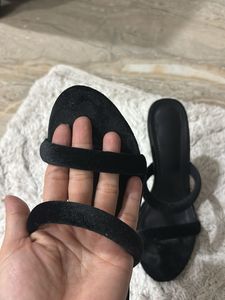 Black Velvet open Heels
