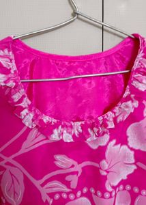 Pink Floral full Puff Sleeve Top