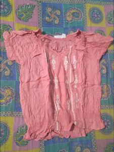 Pink Embroidered Ruffle Top