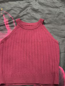 Red Sleeveless Knit Tank Top