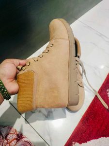 Tan Ankle Boots with Fold-Over Collar fix price