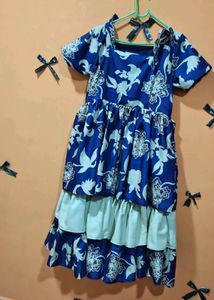 Blue Floral Tiered Dress