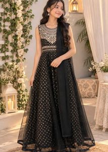 Elegant Black Embellished Ethnic Gown