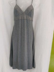 M&S Gray Lace Trim Cami Nightgown