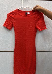Vibrant Red Textured Mini Dress