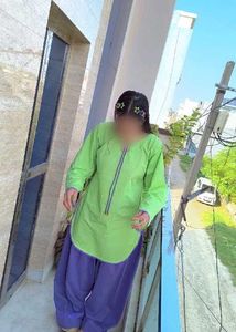 Lime Green Kurta with Purple farshi salwar