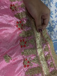 Beautiful Pink Embellished Kurta set with garara a