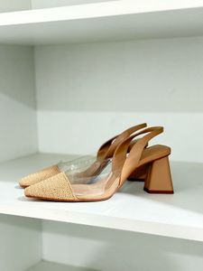 Zara Beige Block Heel